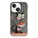 For iPhone 14 Plus Animal Pattern Oil Painting Series PC + TPU Phone Case(Eating Rat)