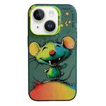 For iPhone 14 Plus Animal Pattern Oil Painting Series PC + TPU Phone Case(Happy Mouse)