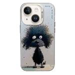 For iPhone 14 Plus Animal Pattern Oil Painting Series PC + TPU Phone Case(Black Dog)