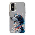 For iPhone X / XS Animal Pattern Oil Painting Series PC + TPU Phone Case(Spotted Dog)