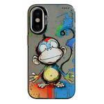 For iPhone X / XS Animal Pattern Oil Painting Series PC + TPU Phone Case(Happy Monkey)