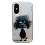 For iPhone X / XS Animal Pattern Oil Painting Series PC + TPU Phone Case(Black Dog)