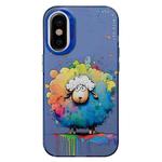 For iPhone X / XS Animal Pattern Oil Painting Series PC + TPU Phone Case(Sheep)