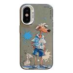 For iPhone X / XS Animal Pattern Oil Painting Series PC + TPU Phone Case(Wolf)