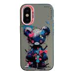 For iPhone X / XS Animal Pattern Oil Painting Series PC + TPU Phone Case(Tattered Bear)