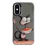 For iPhone XS Max Animal Pattern Oil Painting Series PC + TPU Phone Case(Eating Rat)