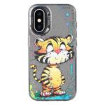 For iPhone XS Max Animal Pattern Oil Painting Series PC + TPU Phone Case(Colorful Tiger)