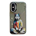 For iPhone XS Max Animal Pattern Oil Painting Series PC + TPU Phone Case(Hoodie Dog)