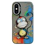 For iPhone XS Max Animal Pattern Oil Painting Series PC + TPU Phone Case(Happy Monkey)