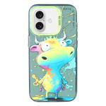 For iPhone 16 Plus Animal Pattern Oil Painting Series PC + TPU Phone Case(Colorful Cattle)