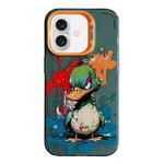 For iPhone 16 Plus Animal Pattern Oil Painting Series PC + TPU Phone Case(Angry Duck)