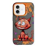 For iPhone 16 Plus Animal Pattern Oil Painting Series PC + TPU Phone Case(Smiling Cat)