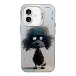 For iPhone 16 Plus Animal Pattern Oil Painting Series PC + TPU Phone Case(Black Dog)