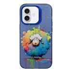 For iPhone 16 Plus Animal Pattern Oil Painting Series PC + TPU Phone Case(Sheep)