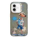 For iPhone 16 Plus Animal Pattern Oil Painting Series PC + TPU Phone Case(Wolf)