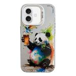 For iPhone 16 Animal Pattern Oil Painting Series PC + TPU Phone Case(Panda)