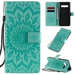 For LG V60 ThinQ 5G Embossed Sunflower Pattern Horizontal Flip PU Leather Case with Holder & Card Slots & Wallet & Lanyard(Green)