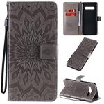 For LG V60 ThinQ 5G Embossed Sunflower Pattern Horizontal Flip PU Leather Case with Holder & Card Slots & Wallet & Lanyard(Gray)
