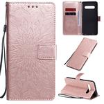 For LG V60 ThinQ 5G Embossed Sunflower Pattern Horizontal Flip PU Leather Case with Holder & Card Slots & Wallet & Lanyard(Rose Gold)