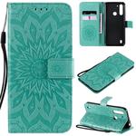 For Motorola Moto G8 Power Lite Embossed Sunflower Pattern Horizontal Flip PU Leather Case with Holder & Card Slots & Wallet & Lanyard(Green)