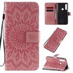 For Motorola Moto G Power Embossed Sunflower Pattern Horizontal Flip PU Leather Case with Holder & Card Slots & Wallet & Lanyard(Pink)
