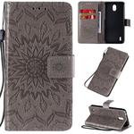 For Nokia 1.3 Embossed Sunflower Pattern Horizontal Flip PU Leather Case with Holder & Card Slots & Wallet & Lanyard(Gray)