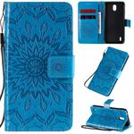 For Nokia 1.3 Embossed Sunflower Pattern Horizontal Flip PU Leather Case with Holder & Card Slots & Wallet & Lanyard(Blue)