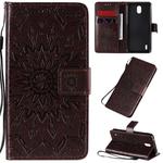 For Nokia 1.3 Embossed Sunflower Pattern Horizontal Flip PU Leather Case with Holder & Card Slots & Wallet & Lanyard(Brown)