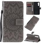 For OPPO Realme 6 Embossed Sunflower Pattern Horizontal Flip PU Leather Case with Holder & Card Slots & Wallet & Lanyard(Gray)
