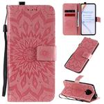 For Xiaomi Redmi K30 Pro Embossed Sunflower Pattern Horizontal Flip PU Leather Case with Holder & Card Slots & Wallet & Lanyard(Pink)