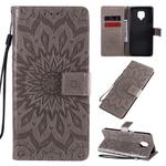 For Xiaomi Redmi Note 9 Pro Embossed Sunflower Pattern Horizontal Flip PU Leather Case with Holder & Card Slots & Wallet & Lanyard(Gray)