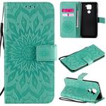 For Xiaomi Redmi Note 9/Redmi 10X 4G Embossed Sunflower Pattern Horizontal Flip PU Leather Case with Holder & Card Slots & Wallet & Lanyard(Green)