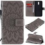 For Nokia 2.3 Embossed Sunflower Pattern Horizontal Flip PU Leather Case with Holder & Card Slots & Wallet & Lanyard(Gray)