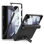 For Samsung Galaxy Z Fold5 GKK Integrated Magnetic Flip Plain Leather Phone Case with Pen Box(Carbon Fiber)