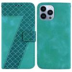 For iPhone 15 Pro Max 7-shaped Embossed Leather Phone Case(Green)