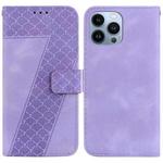 For iPhone 15 Pro Max 7-shaped Embossed Leather Phone Case(Purple)