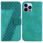 For iPhone 15 Pro 7-shaped Embossed Leather Phone Case(Green)