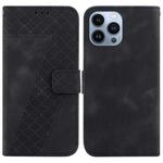 For iPhone 15 Pro 7-shaped Embossed Leather Phone Case(Black)