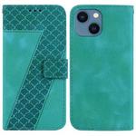 For iPhone 14 Plus 7-shaped Embossed Leather Phone Case(Green)