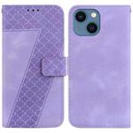 For iPhone 14 Plus 7-shaped Embossed Leather Phone Case(Purple)