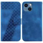 For iPhone 14 7-shaped Embossed Leather Phone Case(Blue)