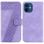 For iPhone 12/12 Pro 7-shaped Embossed Leather Phone Case(Purple)