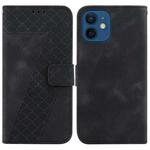 For iPhone 12/12 Pro 7-shaped Embossed Leather Phone Case(Black)