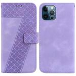 For iPhone 12 Pro Max 7-shaped Embossed Leather Phone Case(Purple)