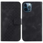 For iPhone 12 Pro Max 7-shaped Embossed Leather Phone Case(Black)