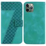 For iPhone 11 Pro Max 7-shaped Embossed Leather Phone Case(Green)