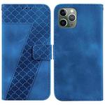 For iPhone 11 Pro Max 7-shaped Embossed Leather Phone Case(Blue)