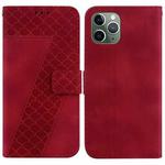 For iPhone 11 Pro Max 7-shaped Embossed Leather Phone Case(Red)