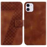 For iPhone 11 7-shaped Embossed Leather Phone Case(Brown)