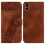 For iPhone X / XS 7-shaped Embossed Leather Phone Case(Brown)